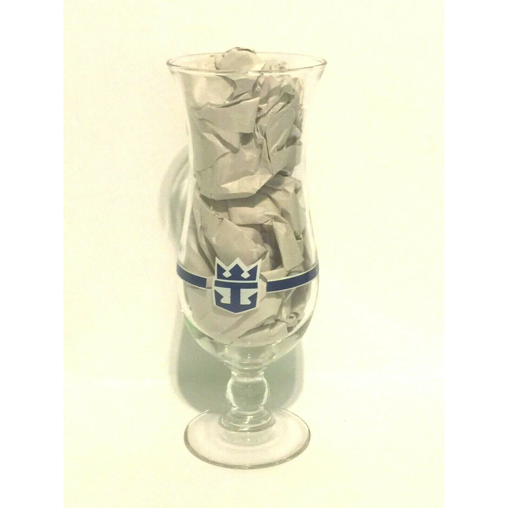 Royal Caribbean Cruise Hurricane Glass Blue Anchor Cocktail Barware Souvenir EC